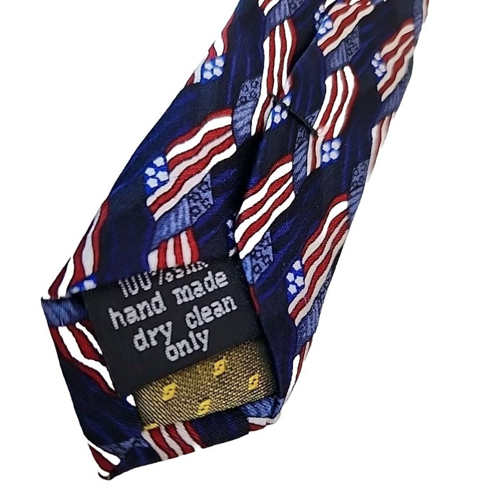 Stonehenge Men's Silk Necktie American Flag Geometric USA Red White Blue Tie‎